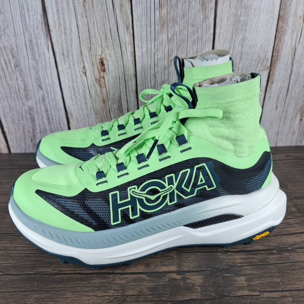 HOKA Tecton X 3 Trail Running Shoes Men's 7/8 D Tart Apple Blue Twilight (READ)